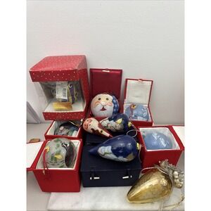 Lot of  11 Vintage Glass Ornaments Hand  Painted